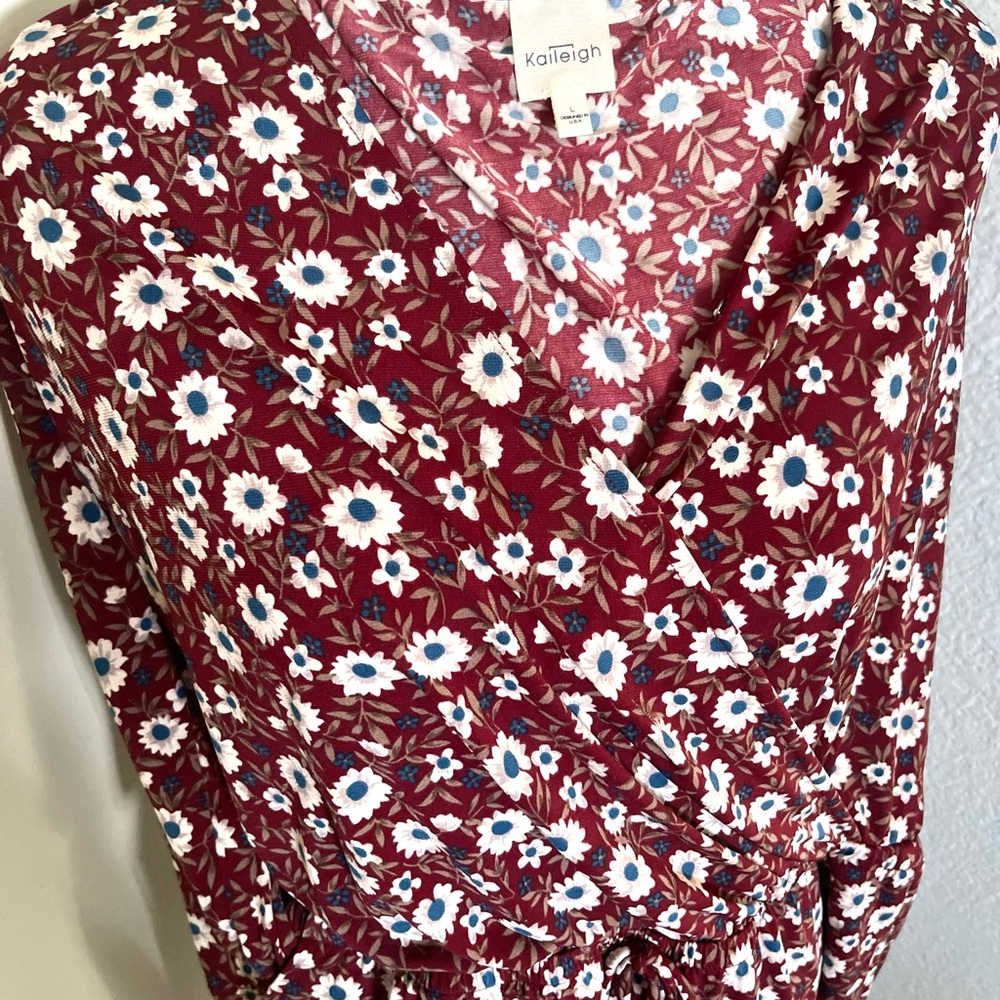 Kaileigh Marroon Floral Jumper Dress - Picture 5 of 5
